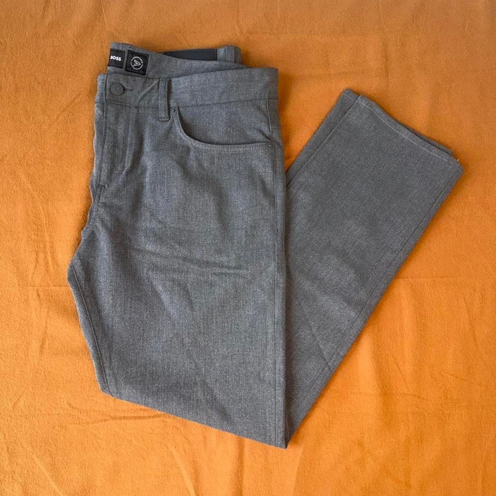 Hugo Boss Delaware Slim Fit Performance Pants Mens 36/32 Grey Stretch Trousers